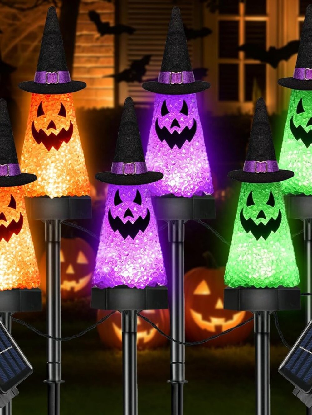 6 Pack Halloween Decorations Outdoor, Solar Ghost Pathway Lights Waterproof